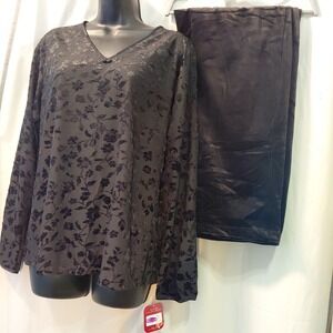 New Vintage Y2K 90s Velvet Burnout Sheer  Top Pajama Set‎ Whimsigoth Grunge Med